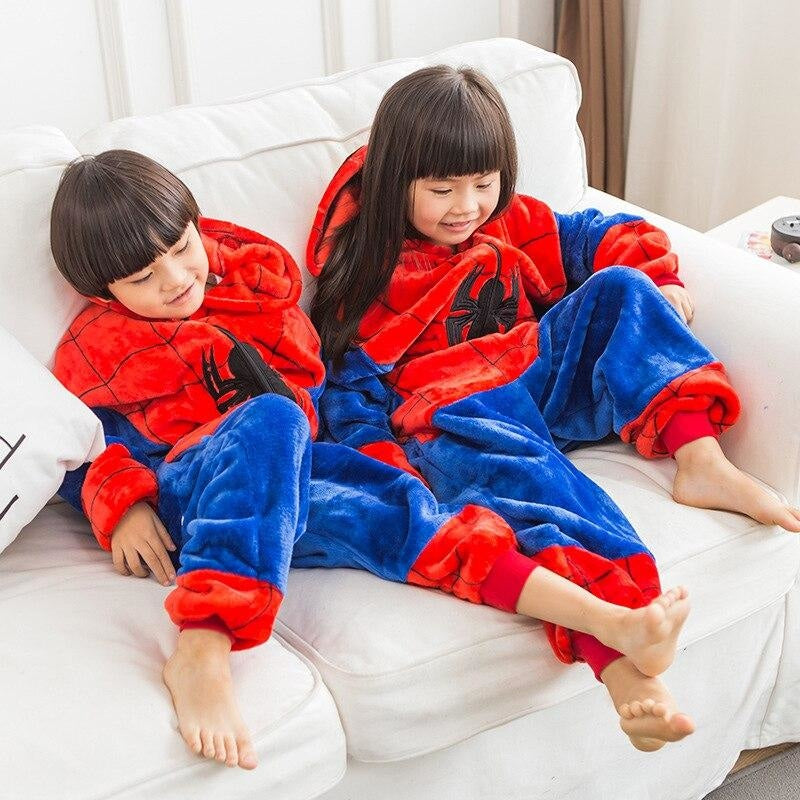 Peignoir Spider-Man Marvel Enfant - Pyjama Super-Héros Bleu/Rouge Avec Capuche